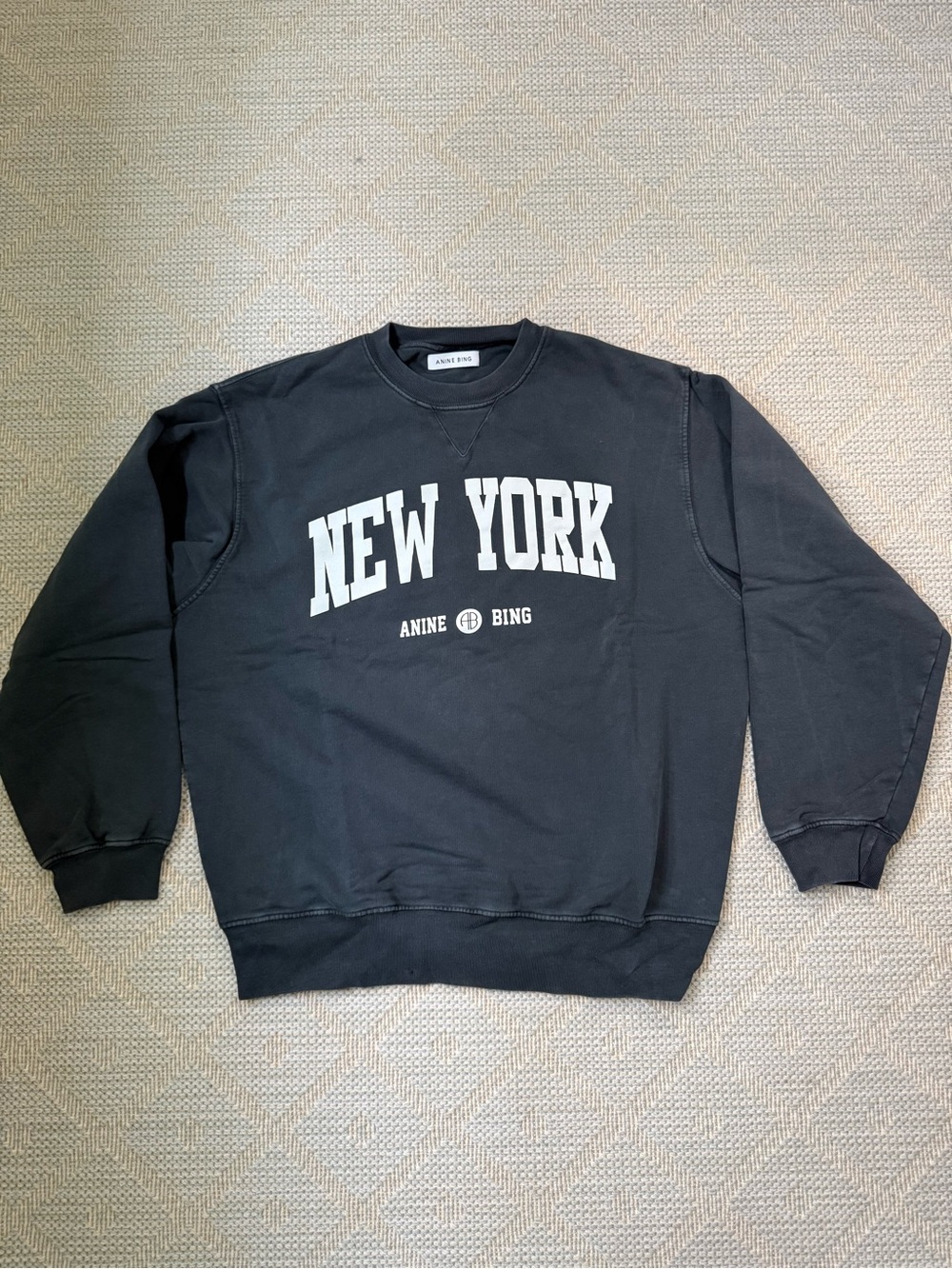 Anine Bing Black 'New York' Crewneck Sweatshirt